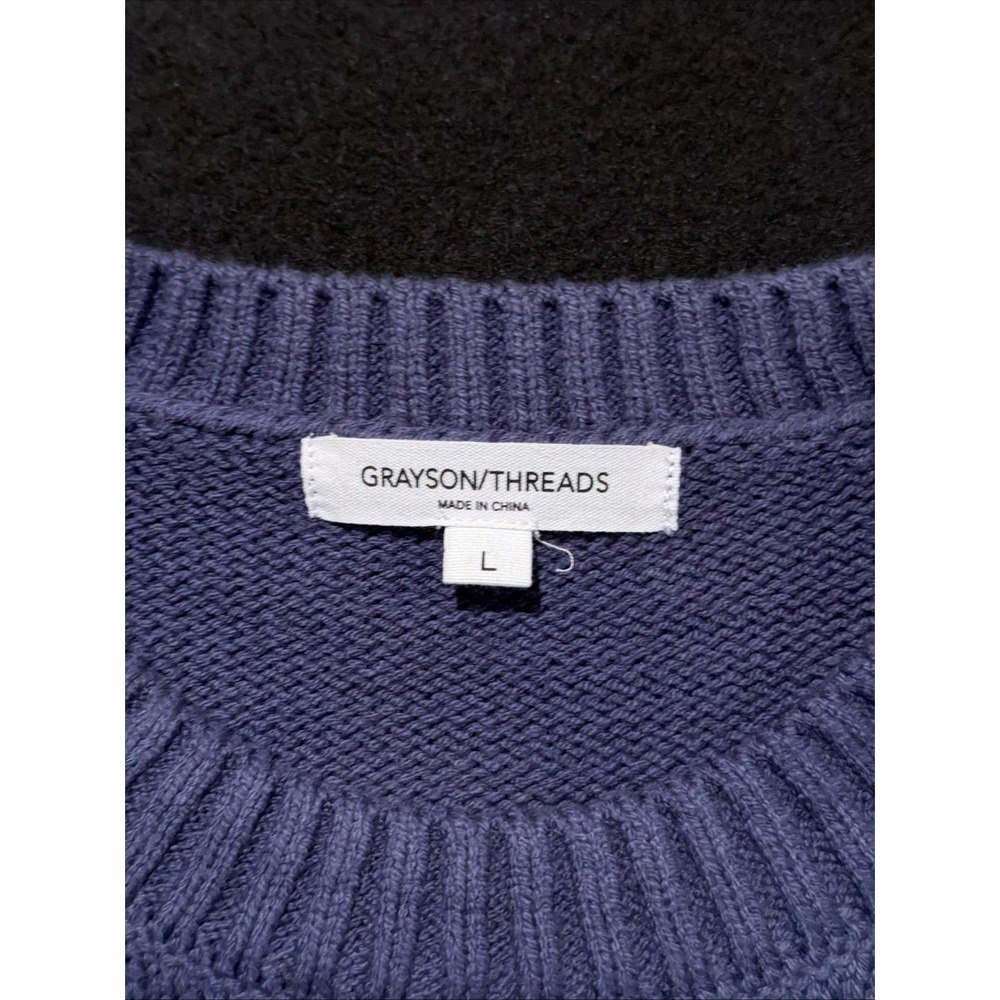 Grayson Threads Navy Blue American Flag Bear Crop Sweater Women's Size Large - Picture 3 of 6